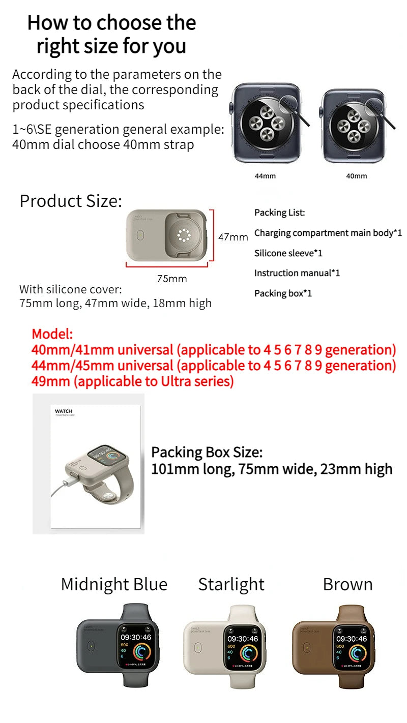 Portable Smart Watch Wireless Charger | 1200mAh Power Bank