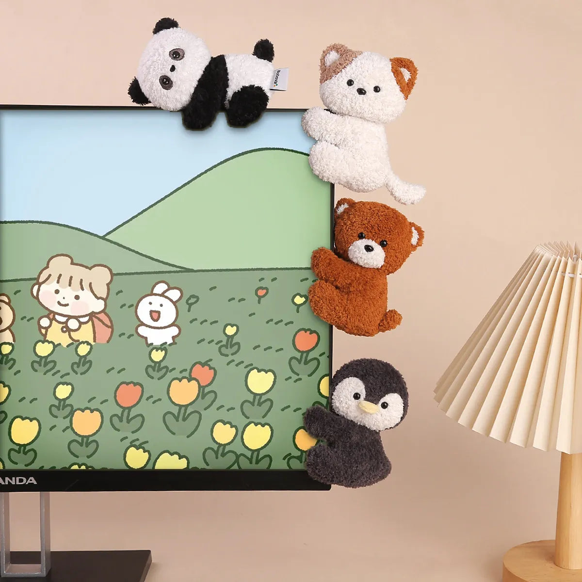 Cute Cartoon Jungle Animals Clip Dolls | Plush Toy Screen Decor