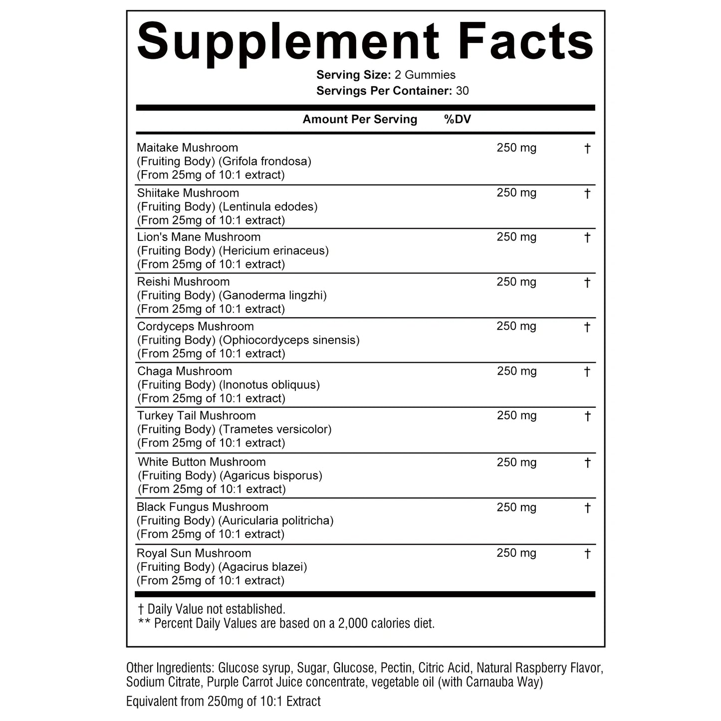 Mushroom Gummy Complex for Immune and Mood Support - 60 Gummies