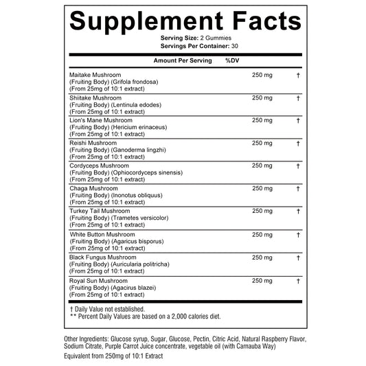 Mushroom Gummy Complex for Immune and Mood Support - 60 Gummies
