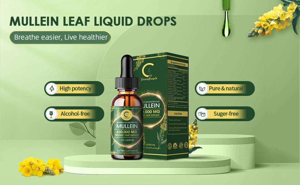 Natural Mullein Leaf Extract Drops | Cleanse & Support Lung Health