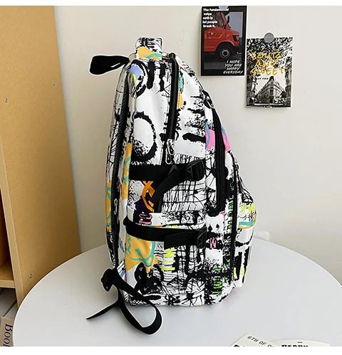 Trendy Personalized Graffiti Japanese Backpack | Large Capacity Book Bag