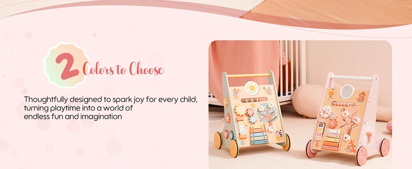 Wooden Baby Walker with Activity Center | Engaging Montessori Toy
