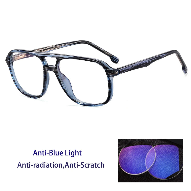 Retro Double Beam Pilot Optical Glasses | Anti Blue Light Eyewear
