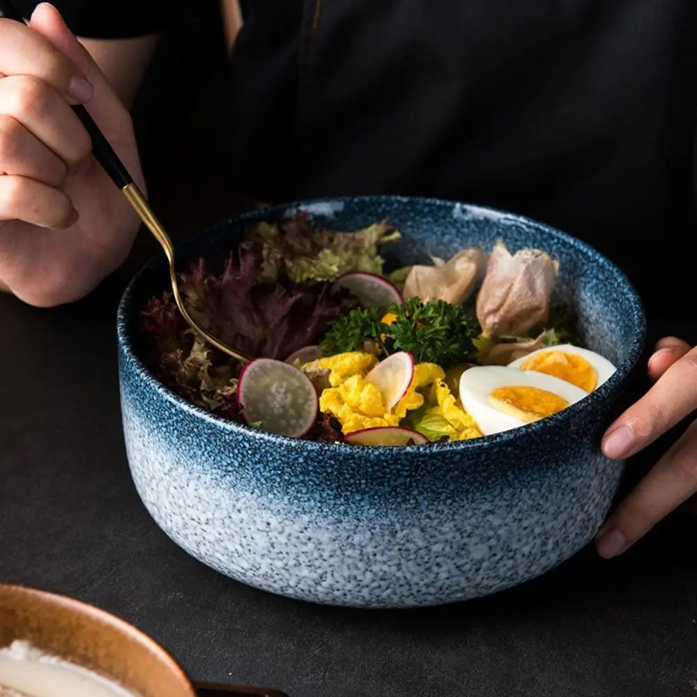 Cuenco de cerámica multifuncional estilo japonés para ramen | Cena elegante