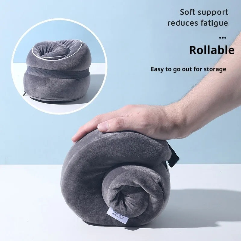 Portable U-Shaped Memory Foam Travel Pillow with Soft Fleece Cover — Airplane Neck Support Cushion for Comfortable Sleep On-The-Go
