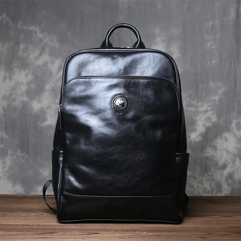 Vintage Leather Backpack | Large Capacity Casual Computer Bag