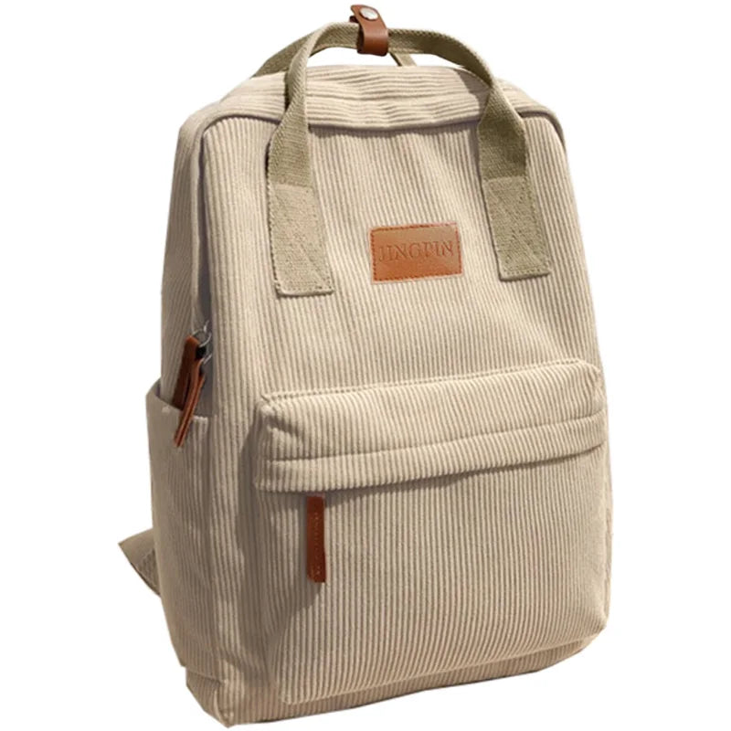 Stylish Corduroy Backpack | Adjustable Lightweight Multi-Color Bag
