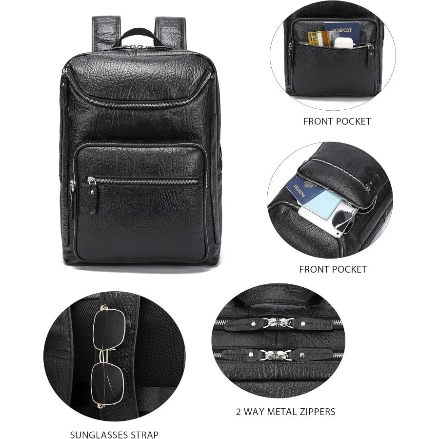 Men's Full Grain Leather Backpack | Durable Travel & Laptop Bag