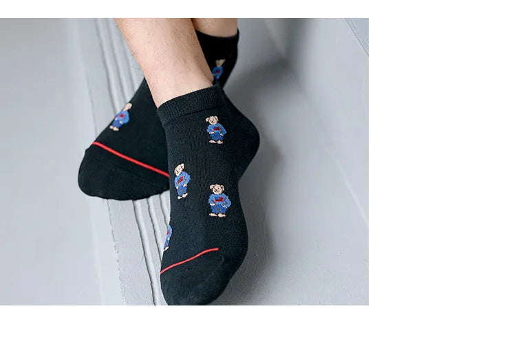 Men's Cartoon Bear Ankle Socks | Fun & Stylish Footwear