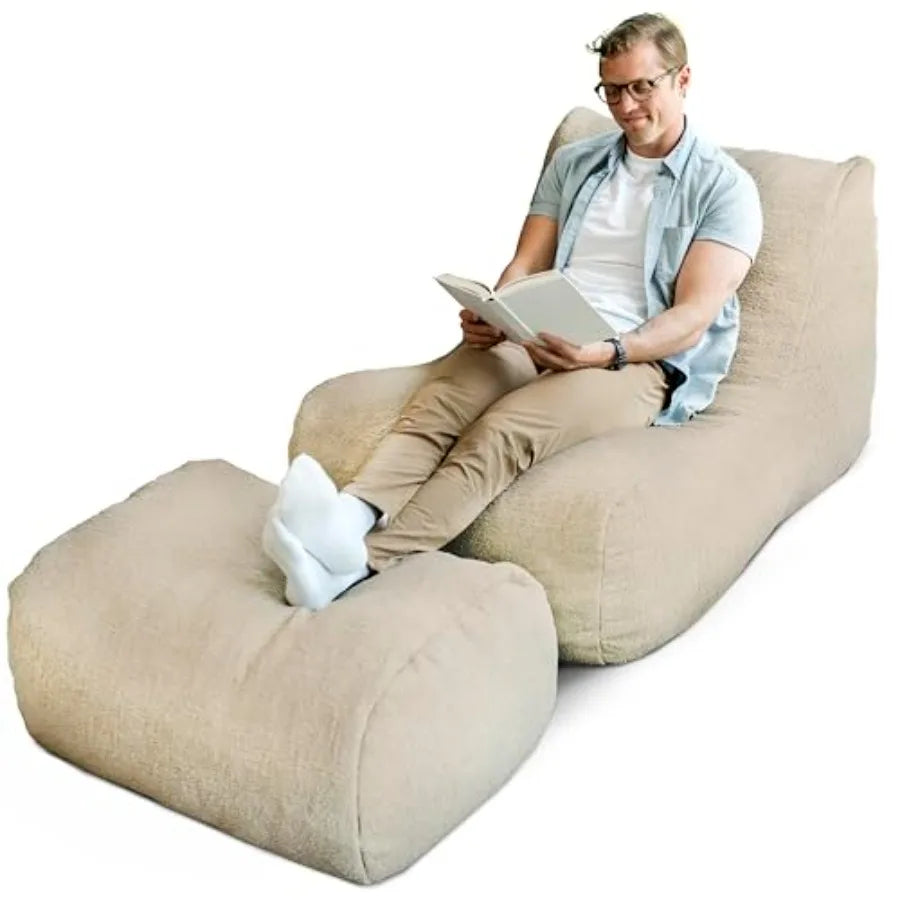 Comfortable Bean Bag Lounger and Ottoman Set for Relaxation