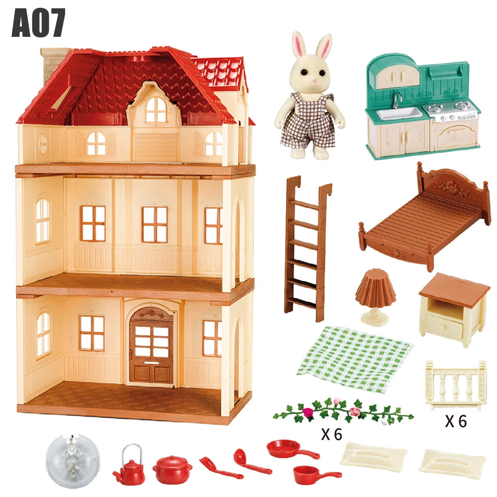 Double Story Villa Dollhouse | Enchanting Animal Play Set