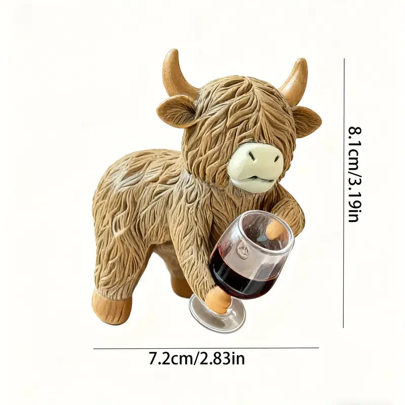 Whimsical Highland Cow Resin Statue Planter for Home Decor