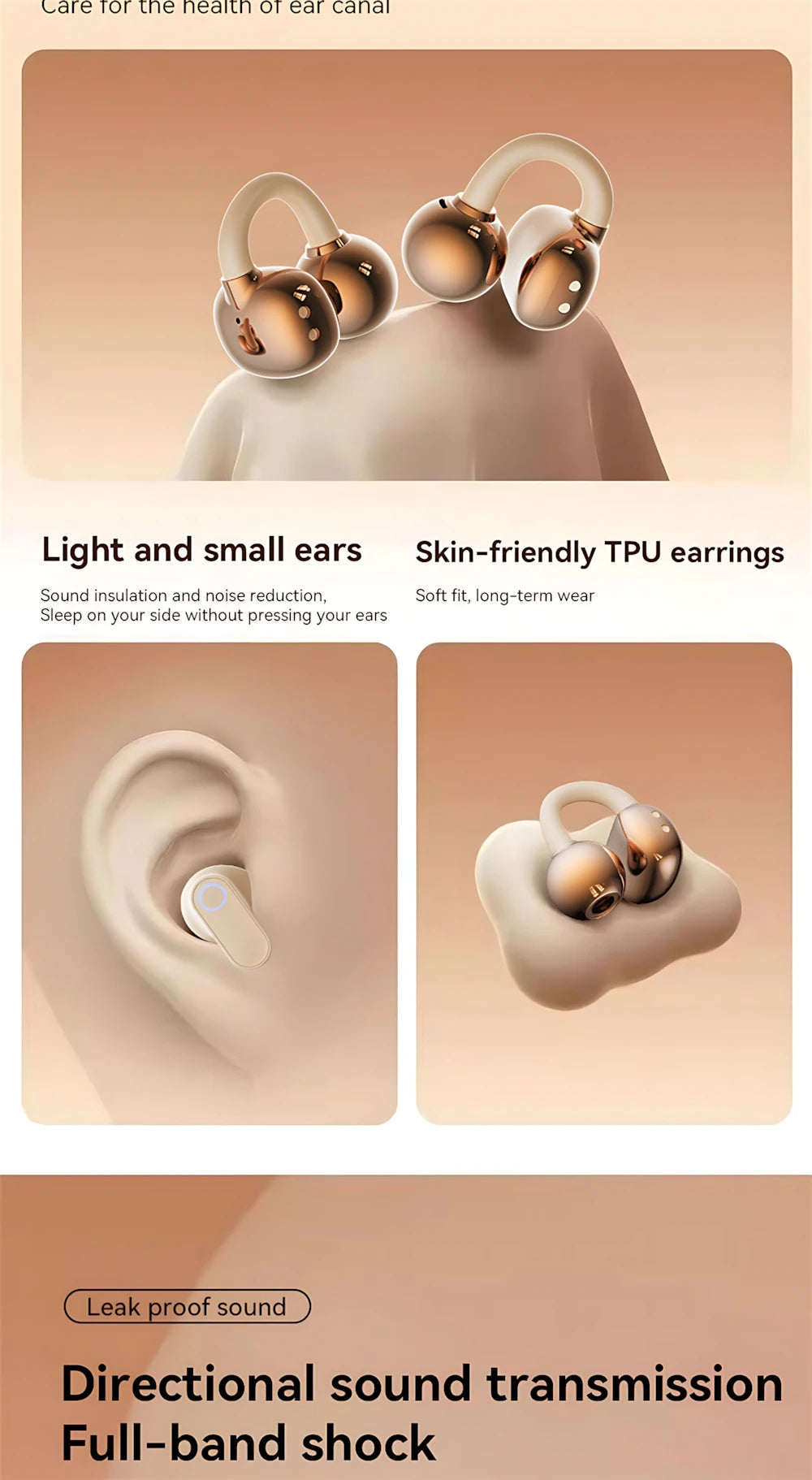 Wireless Earphones Open In-ear Type HIFI Bass 2in1 Bluetooth Headset High-definition Electric Quantity Digital Display Earplugs