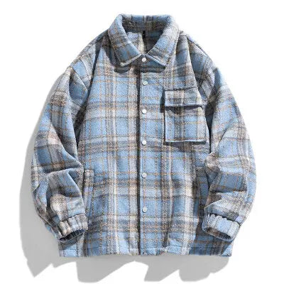 Stylish Japanese Vintage Plaid Jacket for Men | Casual & Chic