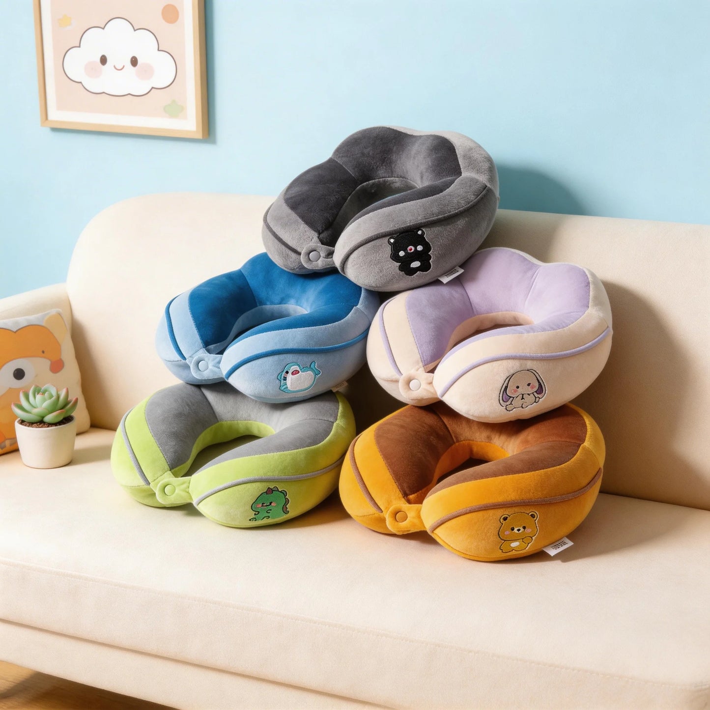 Cute U-Shaped Neck Pillow | Travel & Office Cervical Support
