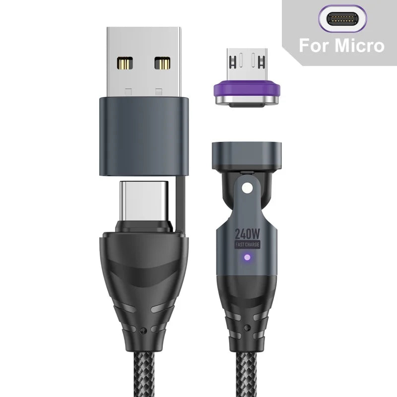 240W Magnetic USB Type C Cable | Fast Charging & Data Transfer