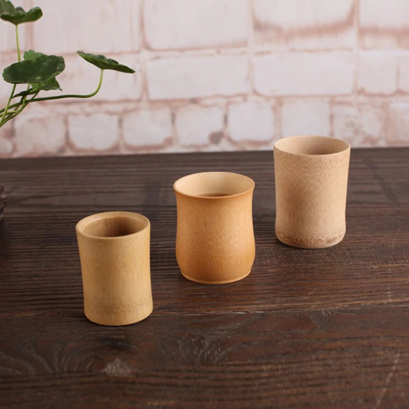 Handmade Bamboo Drinking Mug | Natural Carved Wooden Cup