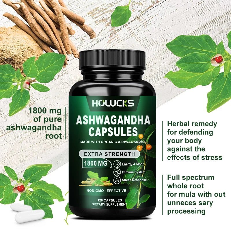 Ashwagandha Capsules for Stress Relief & Energy Support