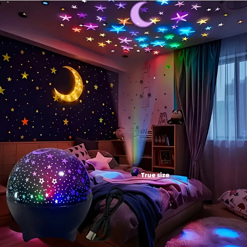 RGB Starry Moon Galaxy Projection Lamp | Kids Room Decor
