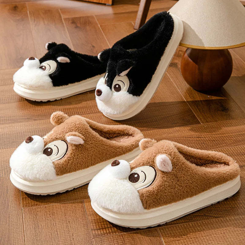Women's Cozy Cartoon Plush Corduroy Slippers | Fun Indoor Footwear