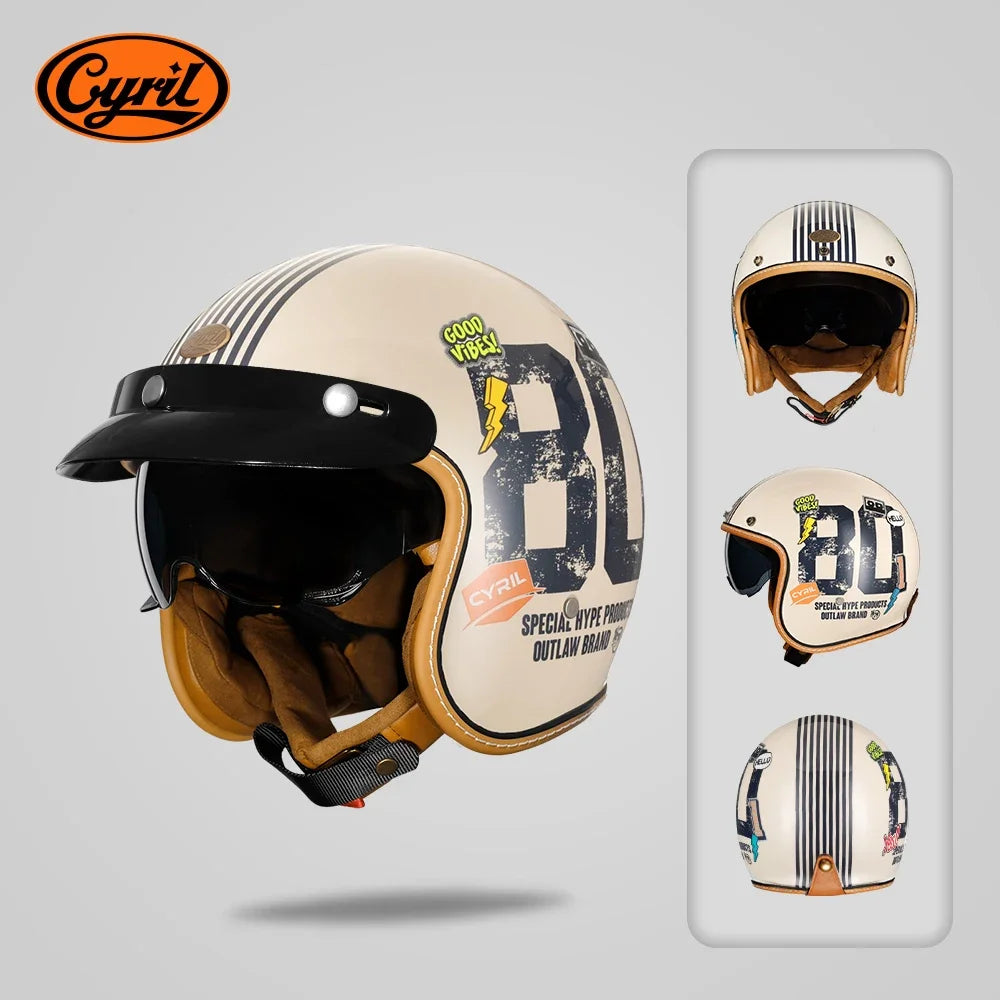 Lightweight Retro Open Face Motorcycle Helmet for Men & Women