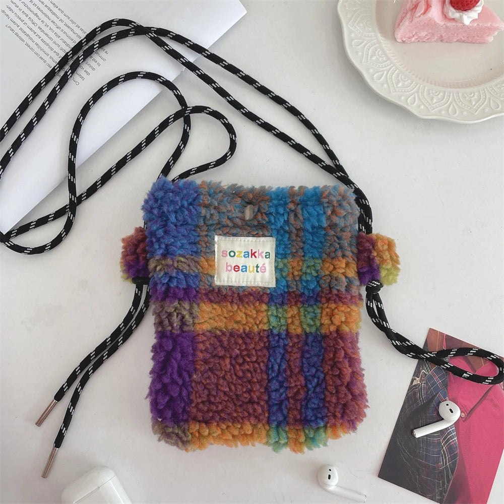Cute Plush Dot Crossbody Bags for Women | Portable Shoulder Bag