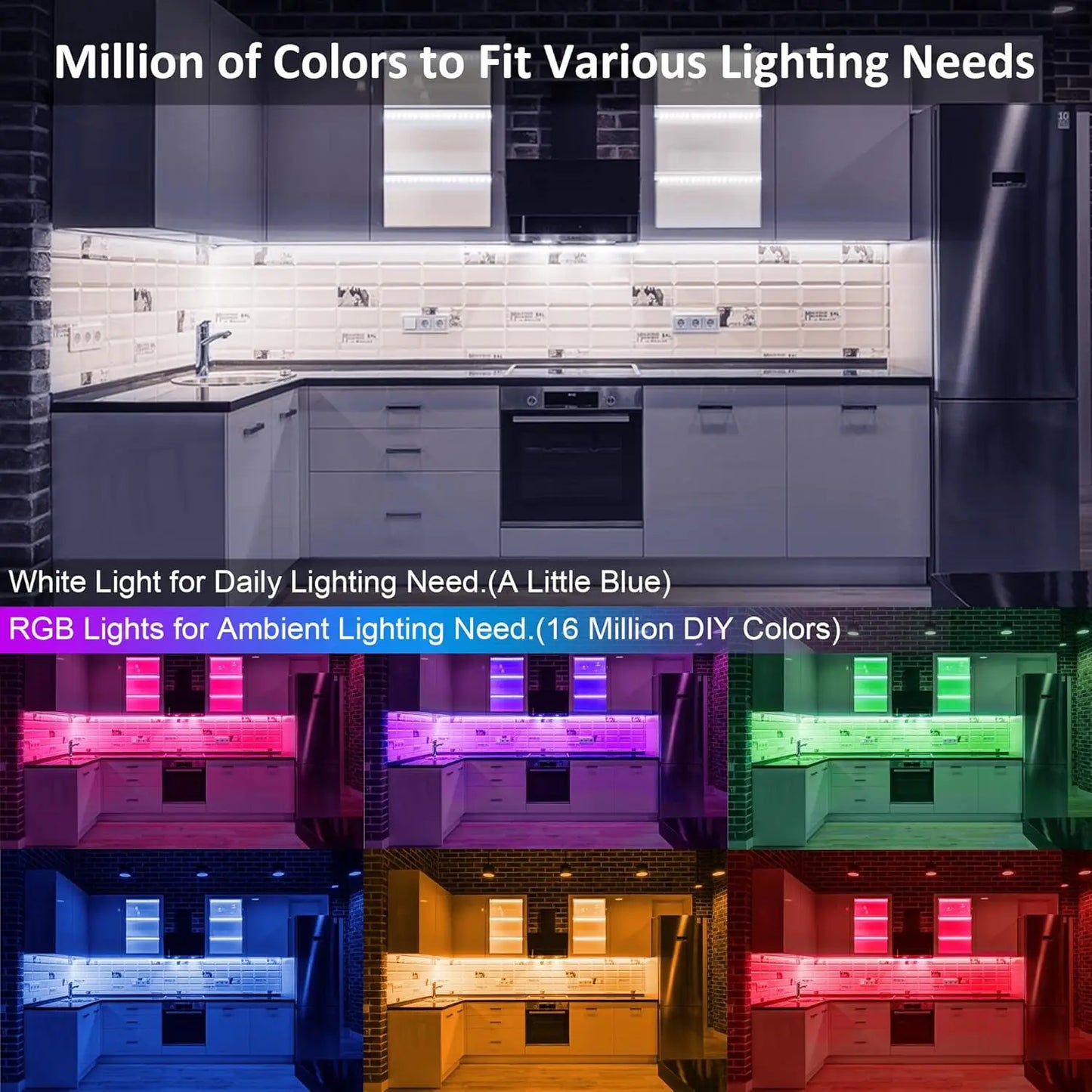 RGB Under Cabinet Lights Kit | Smart App & Remote Control LED Bars