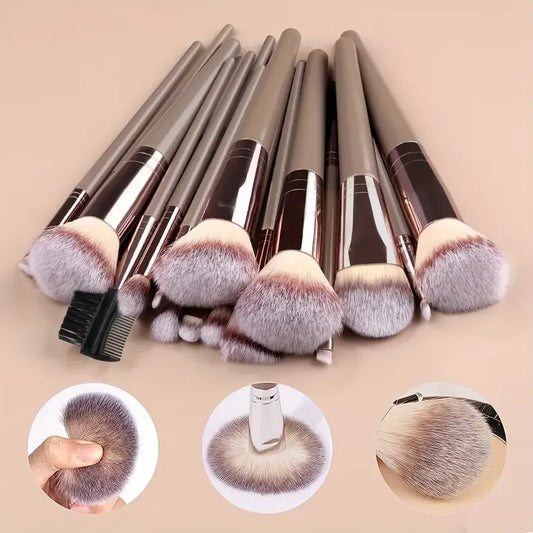Set de brochas de maquillaje profesionales | Brochas suaves para base y difuminado