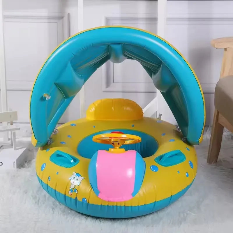 Inflatable Baby Swimming Ring with Parasol | Safe Pool Float