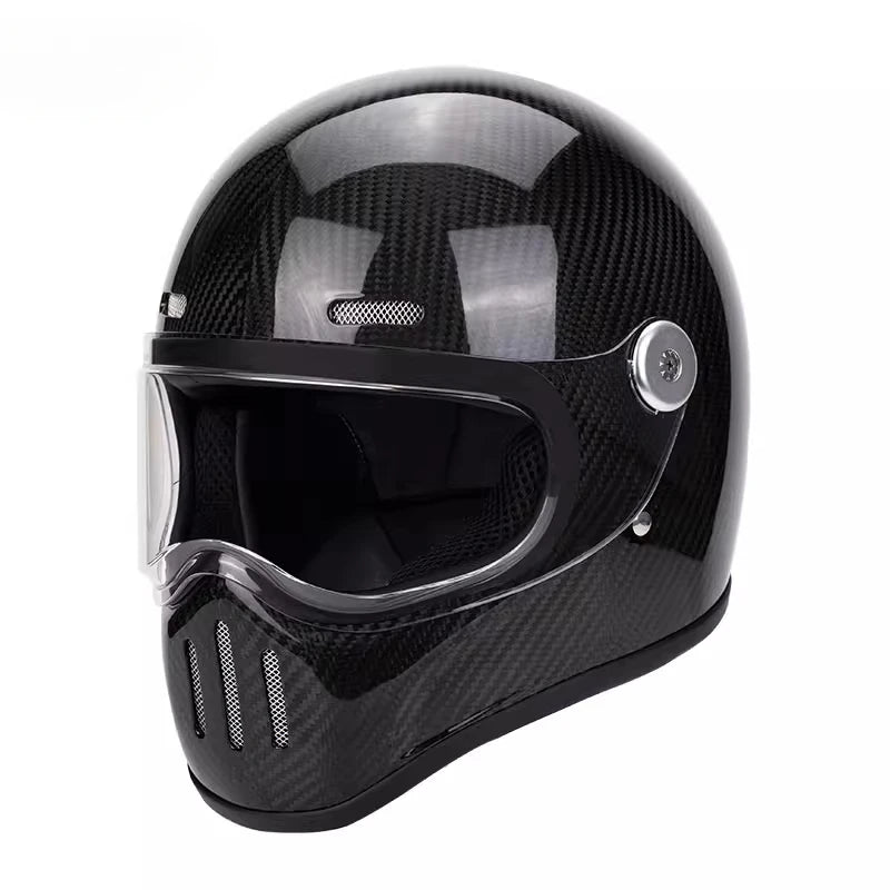 Retro Fiberglass Full Face Motorcycle Helmet | Vintage Style Safety Gear