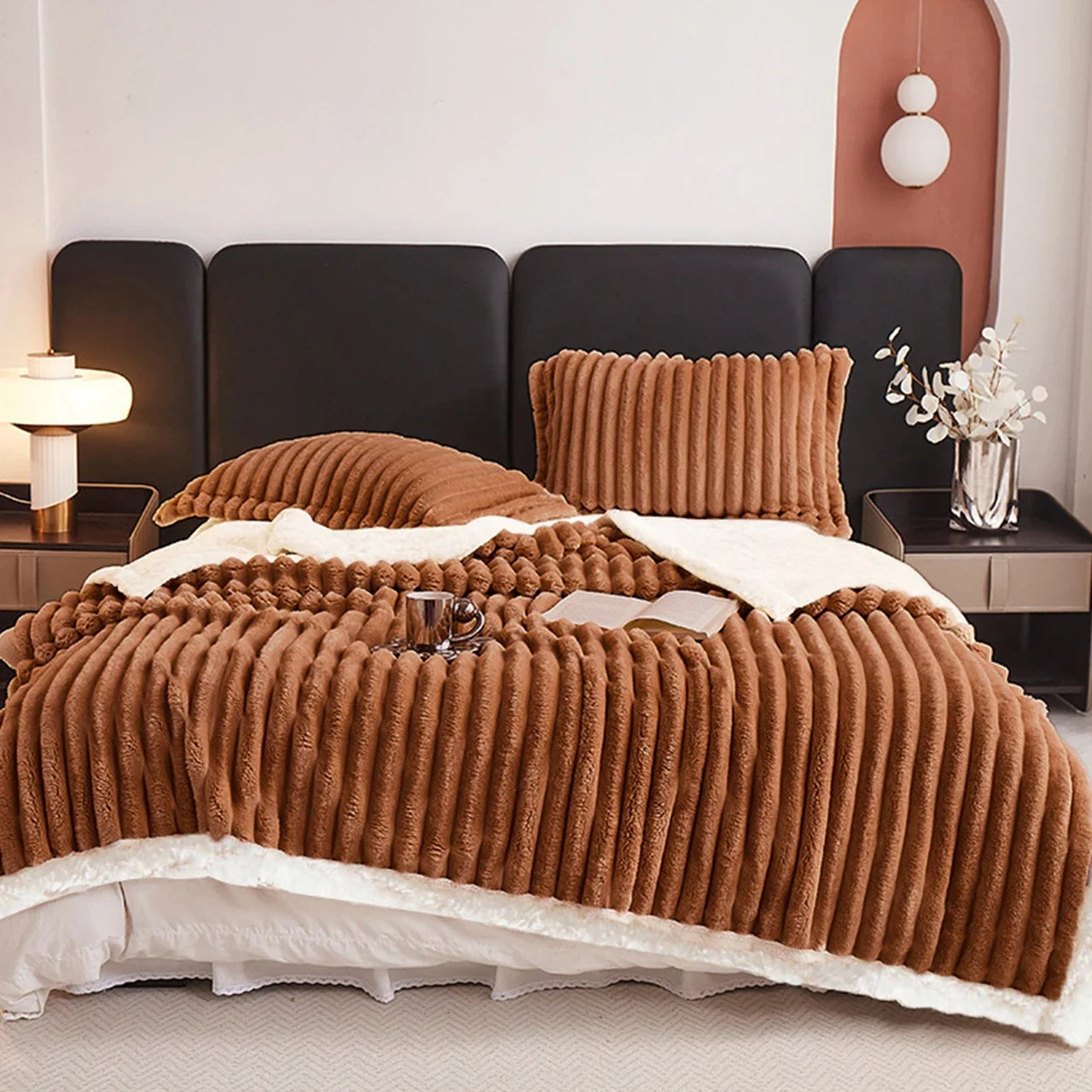 8lbs Weighted Fleece Sherpa Throw Blanket | Soft Plush Comfort