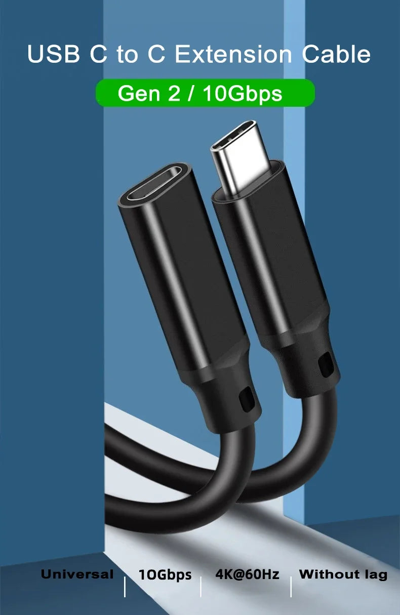 USB Type-C Extension Cable 10Gbps | High-Speed Charging & Data