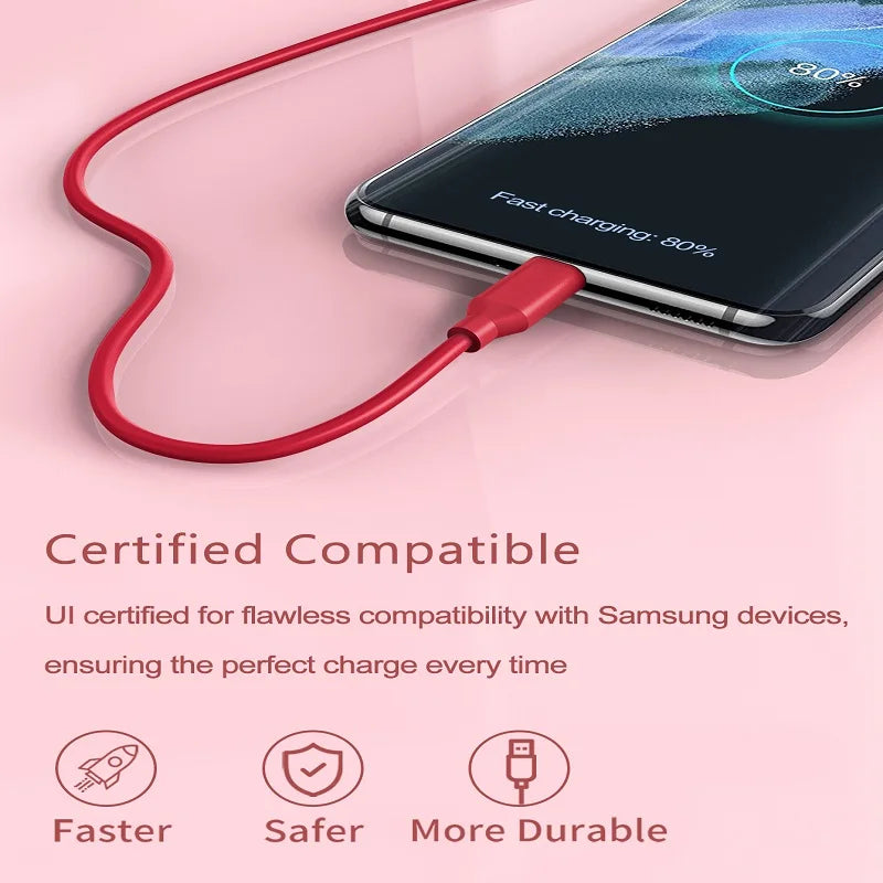 USB Type C Quick Charge Silicone Cable | Fast Charging & Data Transfer