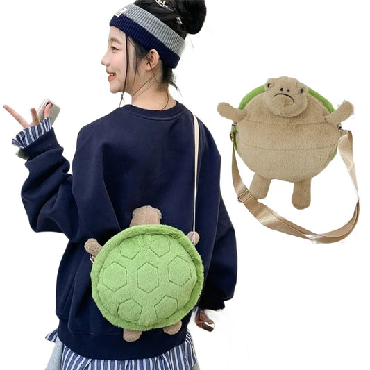 Mochila de peluche de tortuga linda | Adorable bolso de muñeca Kawaii