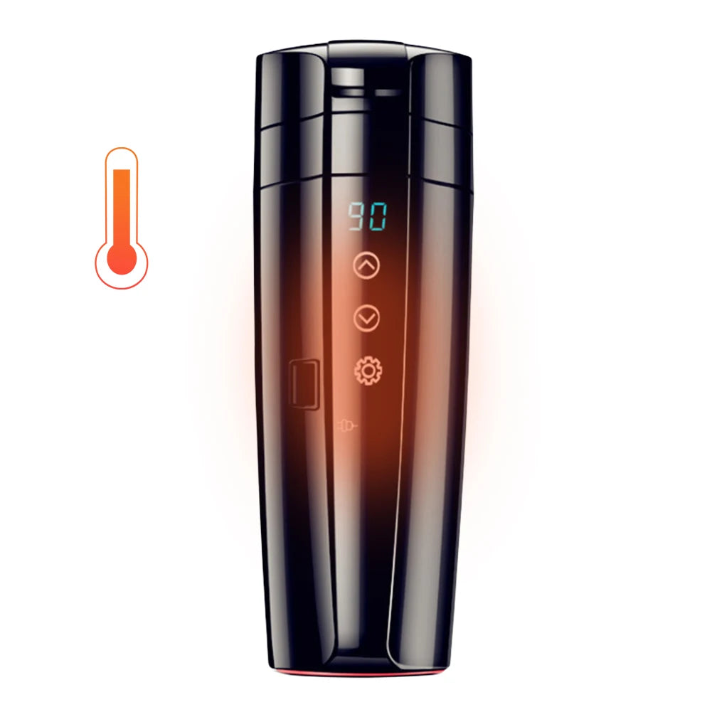 Electric Heated Car Mug with LCD Display | On-the-Go Beverage Warmer