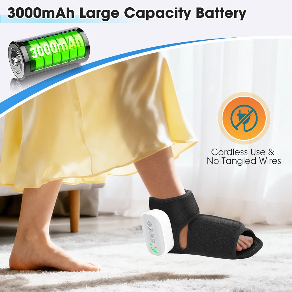 Wireless Air Pressure Ankle Massager | Electric Heating & Vibration