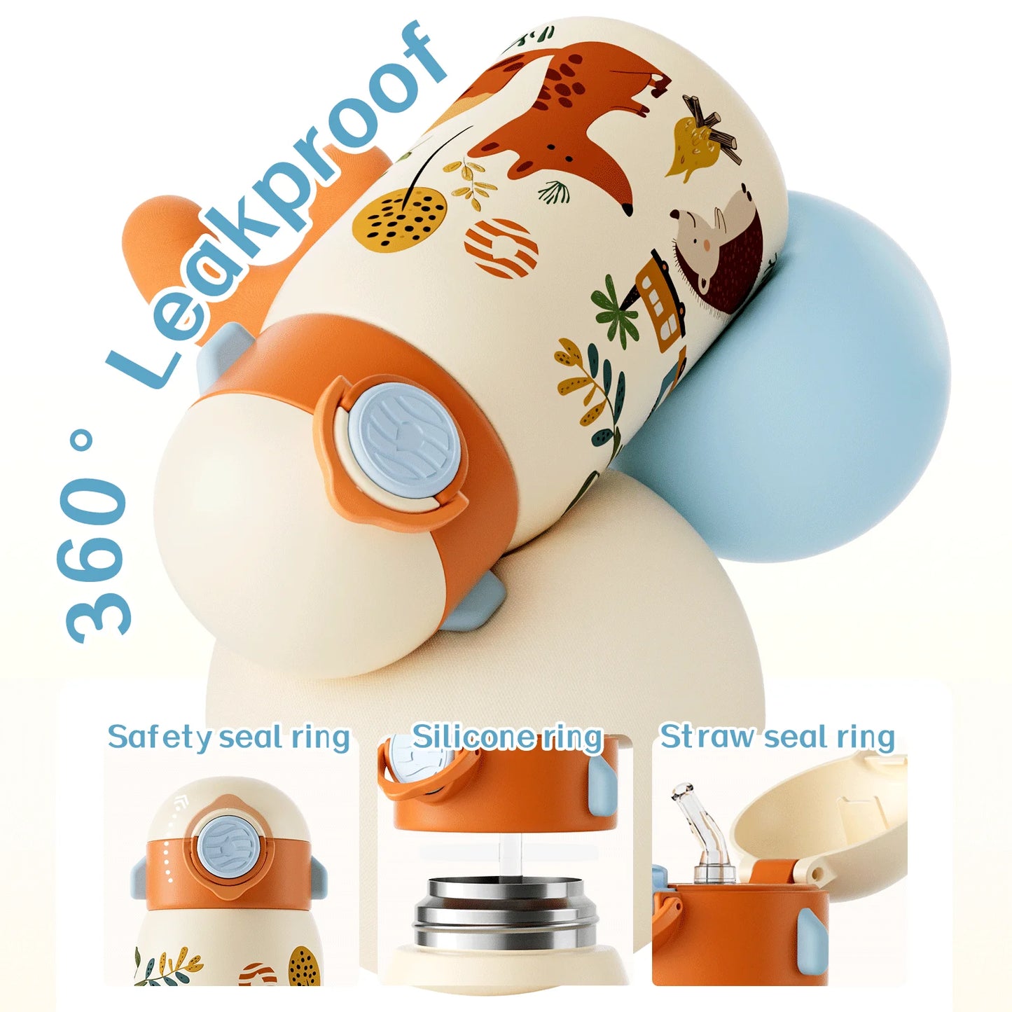 400ml Kids Water Bottle with Cartoon Design | Insulated & Portable
