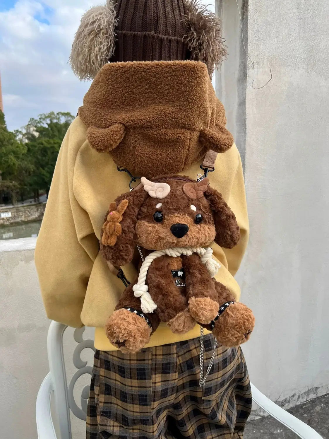 Cute Puppy Plush Doll Shaped Backpack | Trendy Cartoon Style Bag