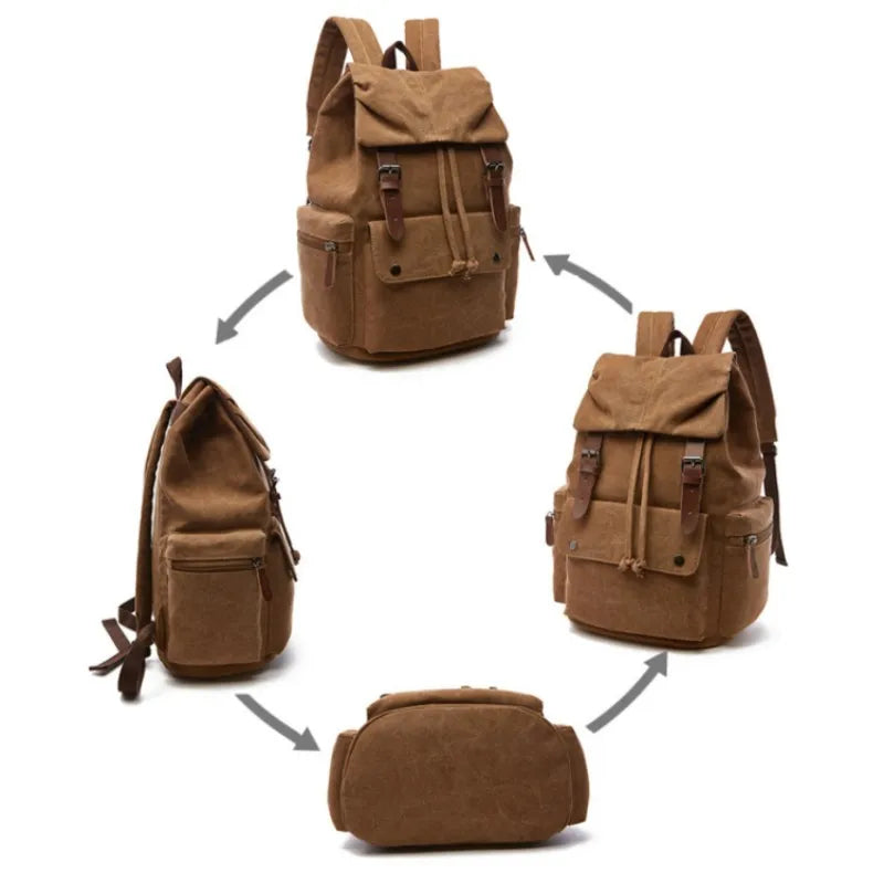 Vintage Canvas Backpack | Spacious Hiking & Travel Bag