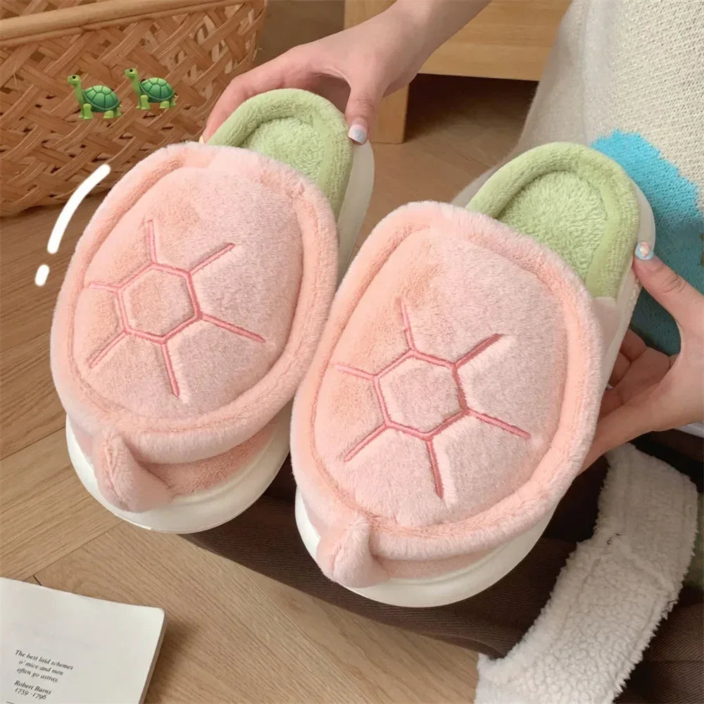 Cute Turtle Plush Slippers | Soft Warm Indoor Winter Footwear