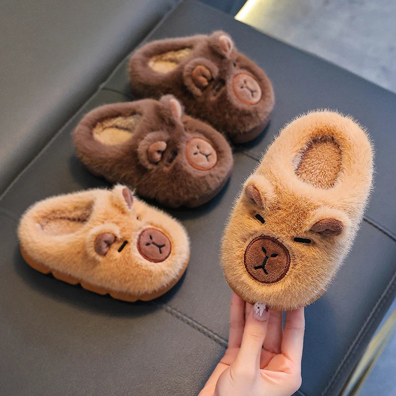 Kids' Capybara Cartoon Plush Slippers | Soft & Cozy Indoor Shoes