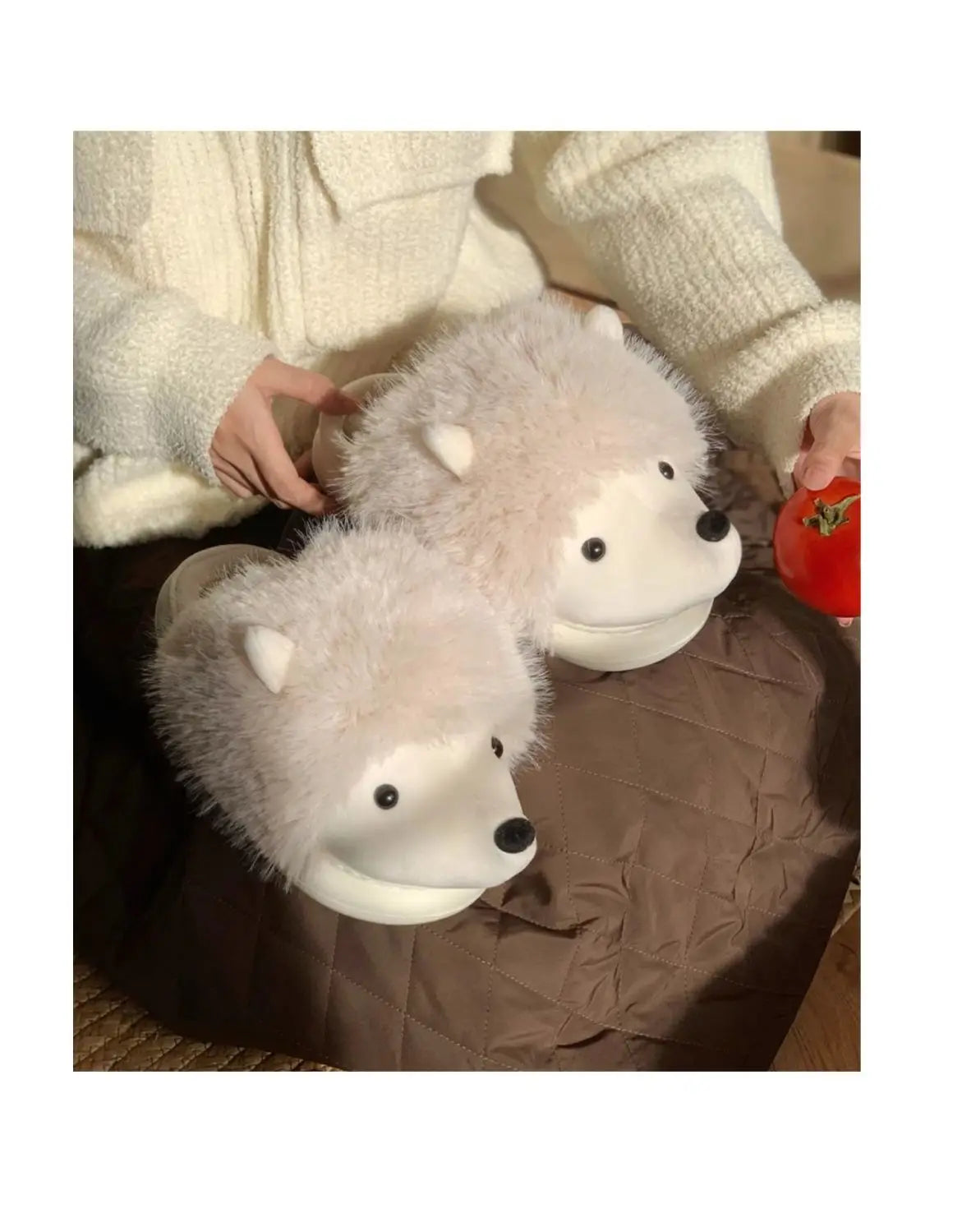 Cute Hedgehog Plush Winter Slippers | Cozy Cotton Home Shoes