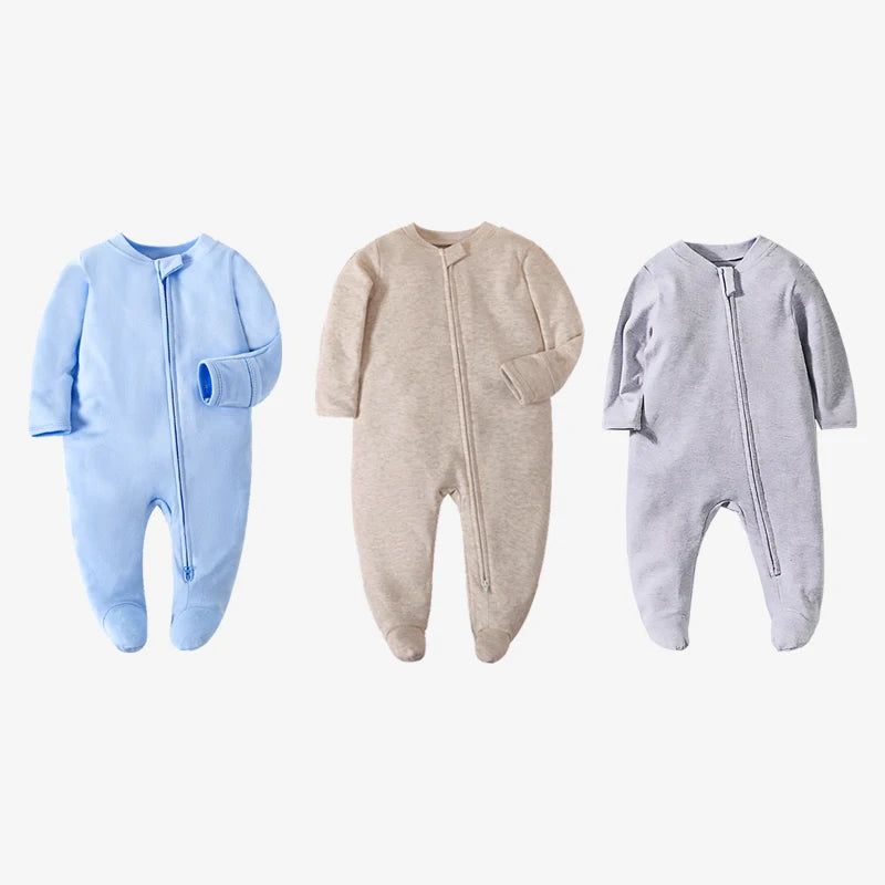 Unisex Newborn Cotton Footed Pajamas | Comfortable Long Sleeve Romper