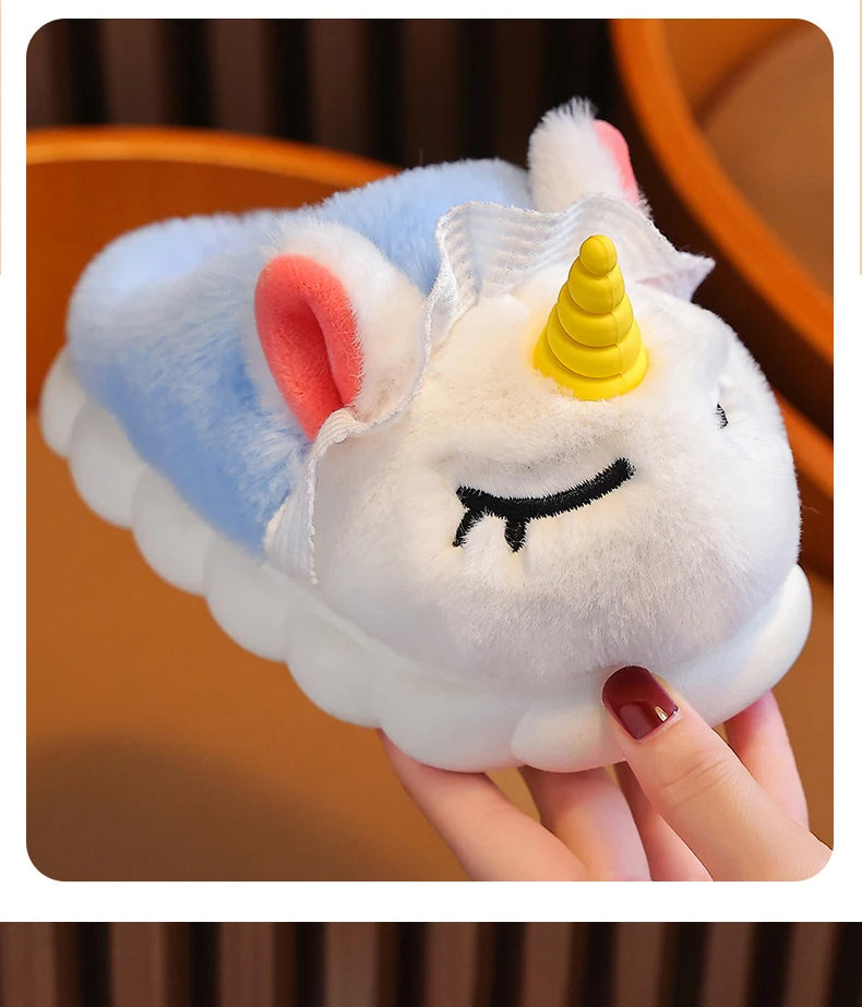 Unicorn Plush Slippers for Kids | Cozy Indoor Winter Shoes