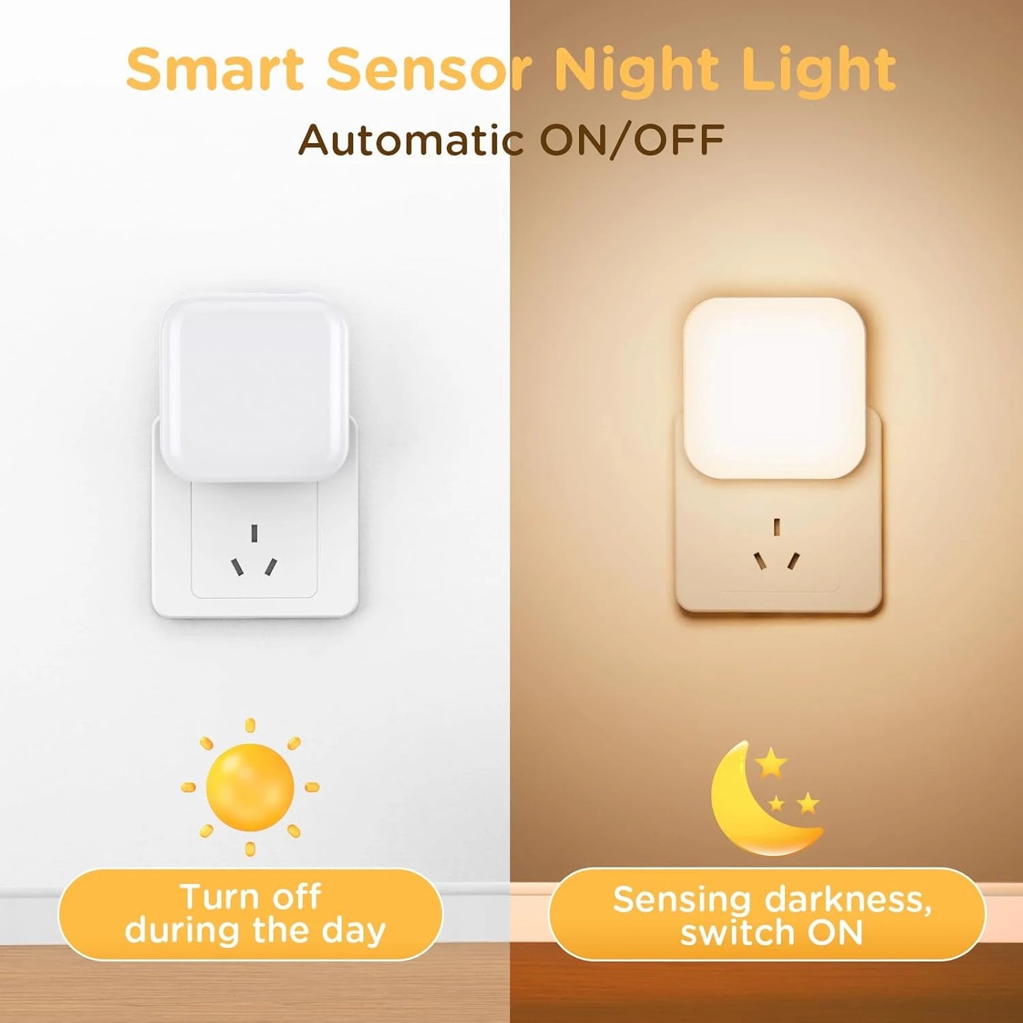Luz nocturna regulable con sensor automático | Eficiente energéticamente y delgada