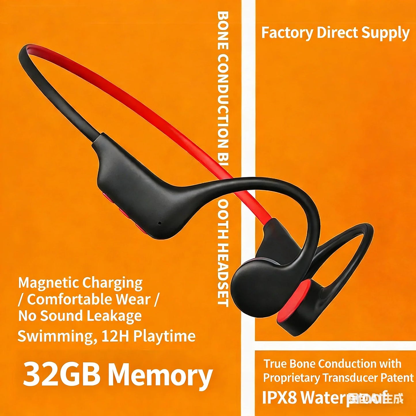 Open Ear Bone Conduction Headphones | Waterproof & 32GB Memory
