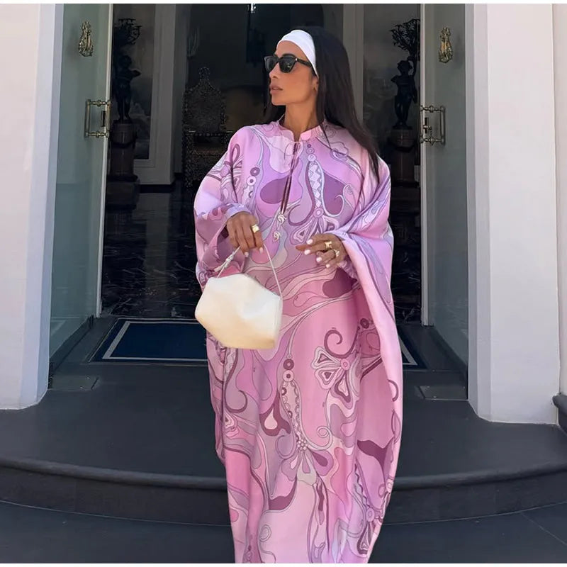 Stylish Oversized Women's Print Kaftan Maxi Dress for Summer