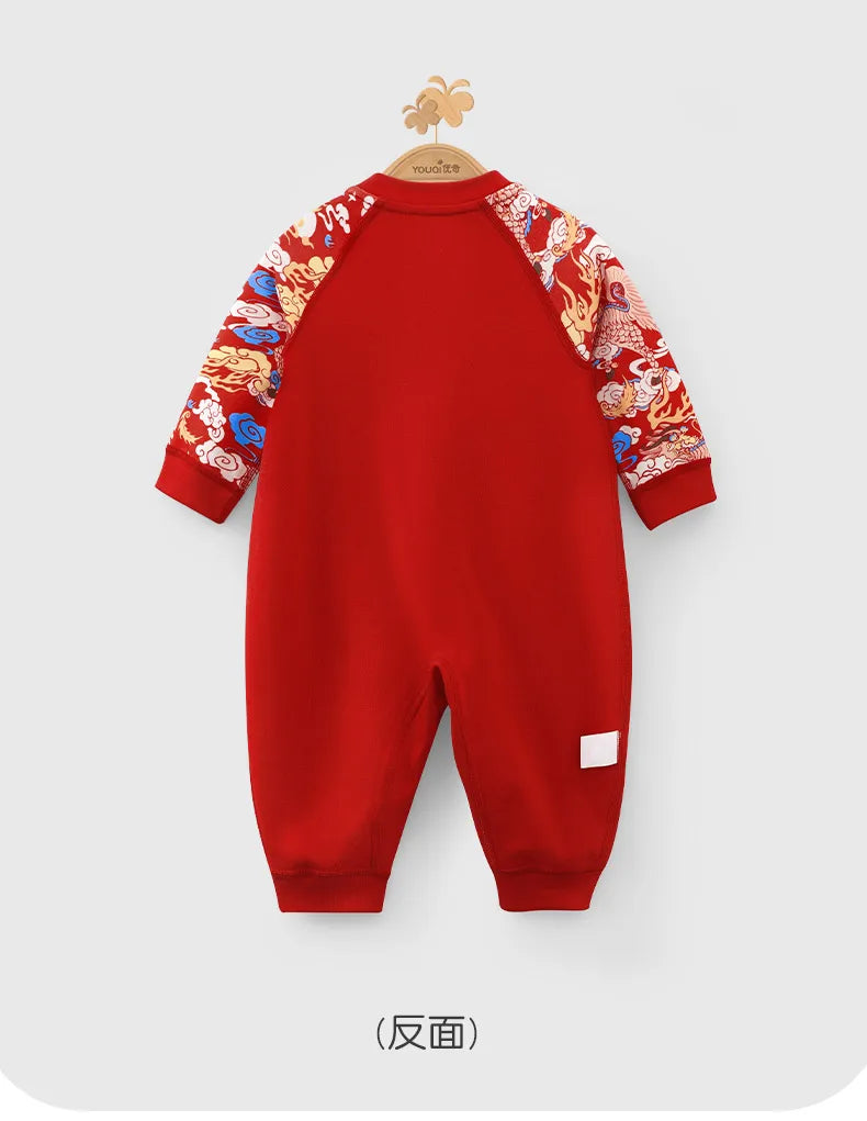 Cute Baby Romper | Cozy Red Cotton Jumpsuit for Autumn Fun