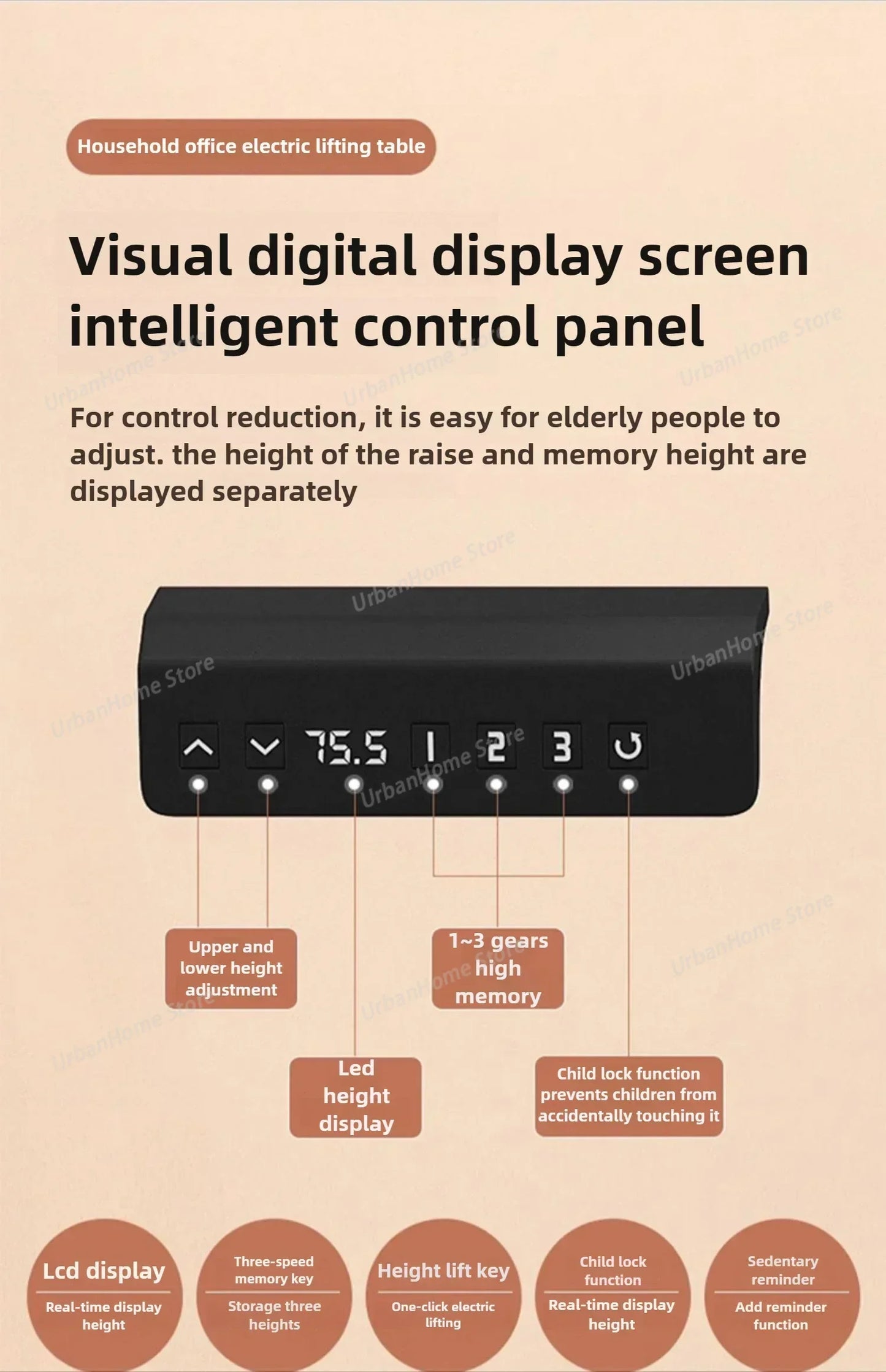 Solid Wood Electric Lifting Table | Versatile Office & Gaming Desk